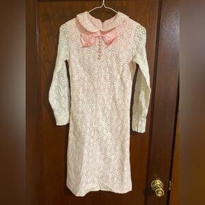Pink and White Lace Vintage Dress